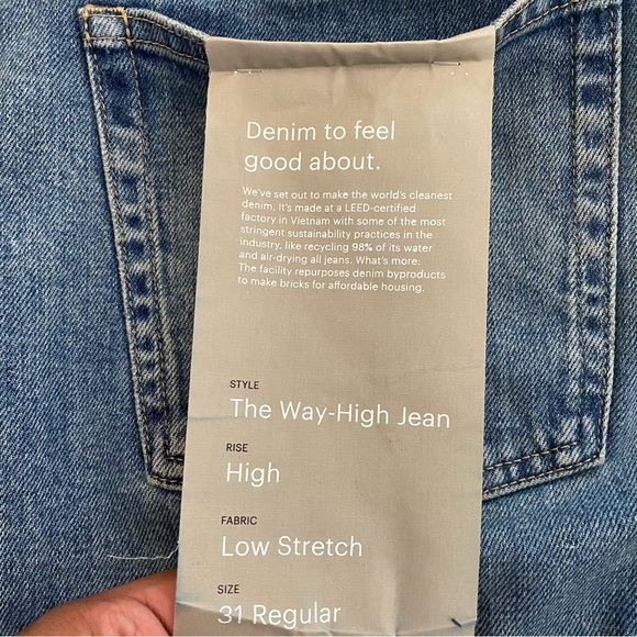New Everlane the way high blue medium washed jeans size 31 - Picture 3 of 5